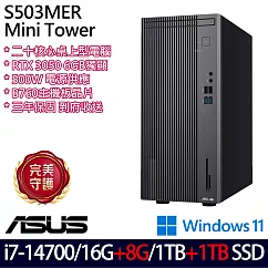 ★全面升級★ASUS 華碩 H-S503MER-714700010W 桌上型電腦 (i7-14700/16G+8G/1TB+1TB/RTX3050/W11/3年保)