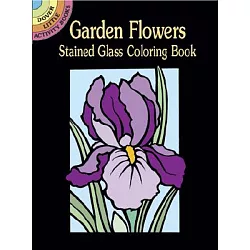 博客來-Garden Flowers Stained Glass Coloring Book