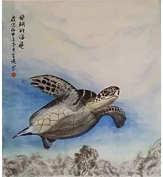 【玲廊滿藝】官瑛-飛翔的海龜86x76cm