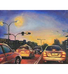 【玲廊滿藝】朱薇諺-歸途 The way back home with the sunset glow24x33cm