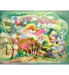 【玲廊滿藝】呂月華-彩虹下的夢鄉72.5x100cm