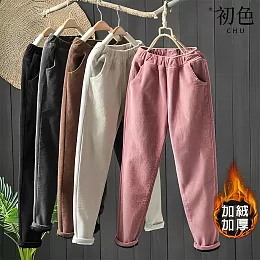 加絨加厚燈芯絨哈倫褲(多色)任選2件$698