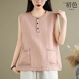 【多色】棉麻風雙口袋背心- 夏日新款女裝任2件$798