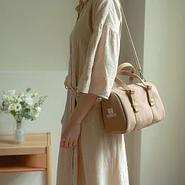 【一帆布包】帆布可調把手迷你波士頓包- 淺棕