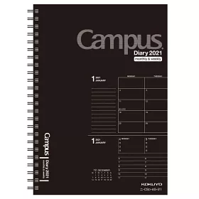 博客來 Kokuyo Campus 21功能型手帳 月間 週間 A5 黑