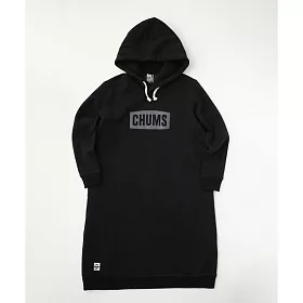 博客來 Chums 女chums Logo Long Parka 連帽洋裝黑色 灰l 灰