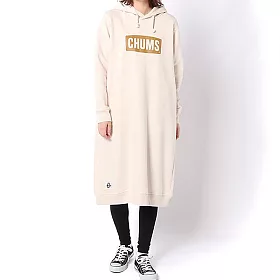 博客來 Chums 女chums Logo Long Parka 連帽洋裝原色l 米