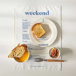 weekend 餐桌裝飾 棉質餐巾 (藍/黑)