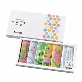 【日本香彩堂】以花傳心｜花木系線香禮盒6款*6支(附唐燒線香座) ‧ 香の花