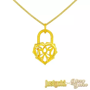 【Just Gold 鎮金店】蔡詩芸聯名款-心鎖 黃金吊墜(不含鍊)