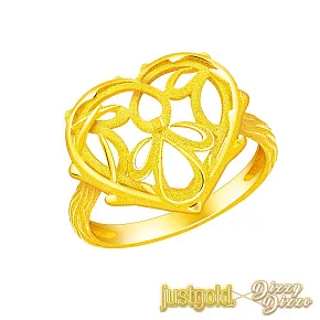 【Just Gold 鎮金店】蔡詩芸聯名款-心鎖 黃金戒指(港圍) 10 黃金