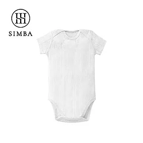 【小獅王辛巴】Air Upper 透氣棉圓領包屁衣80cm/90cm(短袖) 80cm-淳白