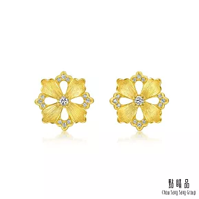 【點睛品】格桑花 黃金鑽石耳環 (一對)