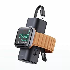 【iWALK】Watch mini 二合一手錶行動電源5000mAh(8CM自帶線15W快充) LPW004C 霧面黑