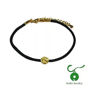 【Kuder Jewelry】黃金上身富貴加分,玫瑰黃金手鍊附黃金保單 XS /配黑繩