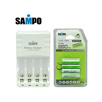 SAMPO充電器+4號低自放充電電池(4入)