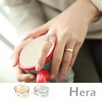 【Hera】赫拉 波浪鏤空五角星星月亮戒指/開口戒/可調戒(2色)銀色