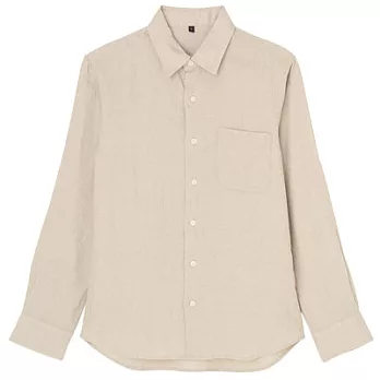 [MUJI無印良品]男法國亞麻水洗襯衫S原色