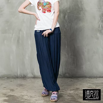 【潘克拉】編織亮片素面燈籠褲(5色)-F　FREE藍