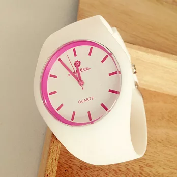 《GENEVA》超薄矽膠腕錶 爆款輕甜冰系列 比利時風格腕錶貴族白粉