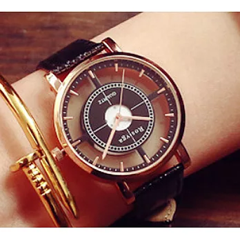 Watch-123 口袋溫度-學院風鏤空時尚創意潮流手錶 (3色任選)黑色