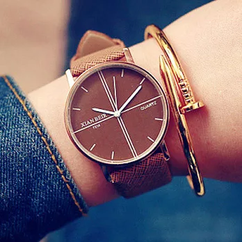 Watch-123 青年萬能-復古時尚中性簡約個性手錶 (5色任選)褐色