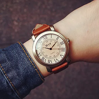 Watch-123 夢的時間-復古學院風羅馬時標仿舊手錶 (2色任選)褐色