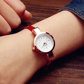 Watch-123 王牌女神-時尚小錶盤氣質細帶圓形手錶 (4色任選)紅色