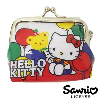 【日本進口正版】Hello Kitty 防潑水 珠扣包/零錢包 -氣球款