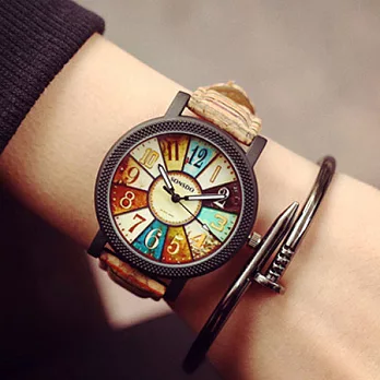 Watch-123 達人神話-繽紛色彩復古木紋質感手錶 (2色任選)羅盤款