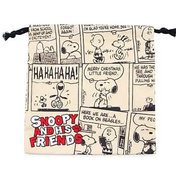 【日本進口正版】史努比 Snoopy 帆布 束口袋/收納袋 PEANUTS -B款