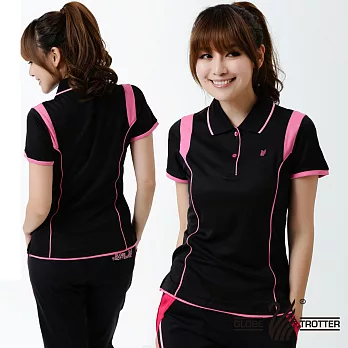 【遊遍天下】MIT台灣製女款顯瘦抗UV吸濕排汗機能POLO衫(S127)XL黑