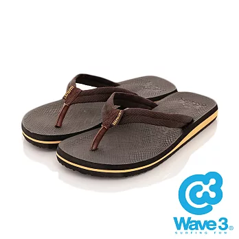 WAVE 3 (男) -雙層ORO 織帶人字厚底休閒夾腳拖鞋 -US9黃底咖