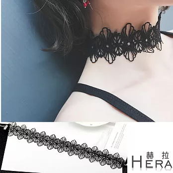 【Hera】赫拉 蕾絲簍空雕花短款項鍊/鎖骨鍊/頸鍊-2色(黑色)