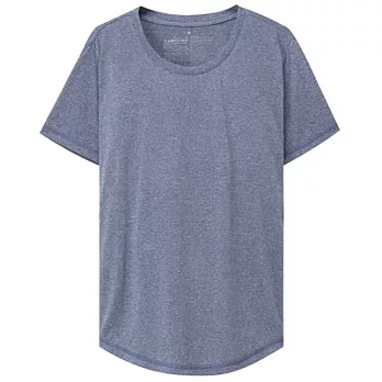 [MUJI無印良品]女吸汗速乾聚酯纖維短袖T恤M藍色