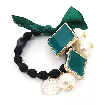 AmaZing 方塊珍珠藕節橡皮筋髮圈 (4色任選)綠色