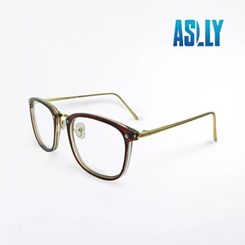 【ASLLY】棕色金屬拼接方框濾藍光眼鏡