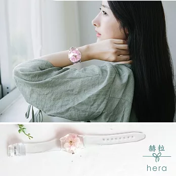 【Hera】赫拉 天然花朵押花手錶型手環-3色(粉色)