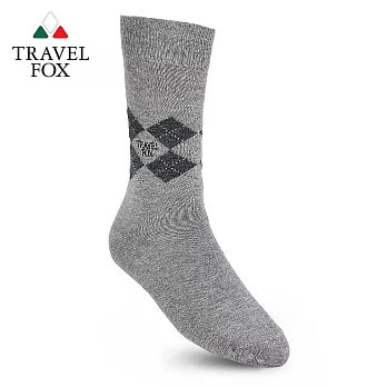 TRAVEL FOX 旅狐 英式菱格紋 純棉休閒紳士襪 [T42-13]灰