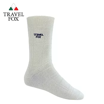 TRAVEL FOX 旅狐 立體提花 純棉紳士襪 [T41-82]米白