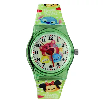 Disney 迪士尼 可愛Tsum Tsum系列歡樂角色矽膠錶-綠色