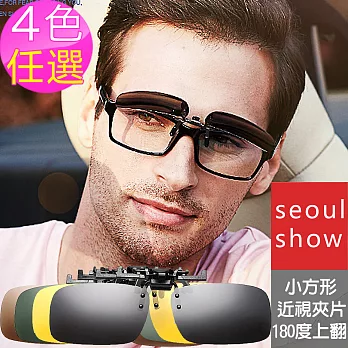 Seoul Show方形近視夾片掛片 太陽眼鏡墨鏡UV400180度可掀式4色防曬遮陽墨綠