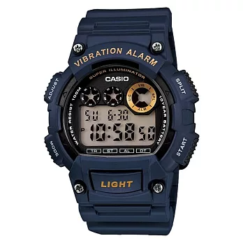 CASIO 戰鬥狂野的熱潮時尚運動腕錶-藍-W-735H-2A
