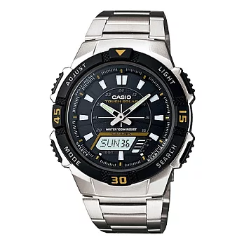 CASIO 速達的密西西比州液晶指針雙顯腕錶-黑-AQ-S800WD-1E