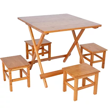 楠竹折疊桌1桌4椅ZZZ-92(L號)固定式方凳