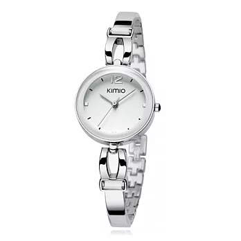 KIMIO 金米歐 K-466 簡約時尚氣質百搭圓款手鍊女錶 - 白
