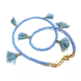 SHASHI LAILA CRYSTAL 彩色流蘇 水晶幸運手鍊 雙層款 寧靜藍