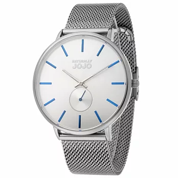 NATURALLY JOJO 自信淬煉時尚不鏽鋼腕錶-銀/42mm銀