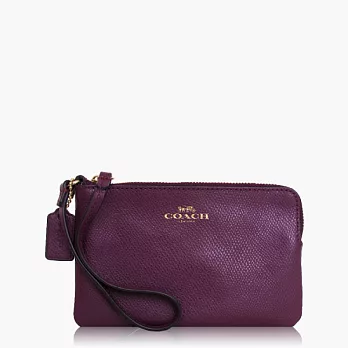 【COACH 攜帶便利】皮革 / 零錢收納 / 手拿包(小款)_紫色