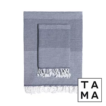 TAMA 天然純淨頂級土耳其手工平織薄巾/毛巾組(深藍午夜)
